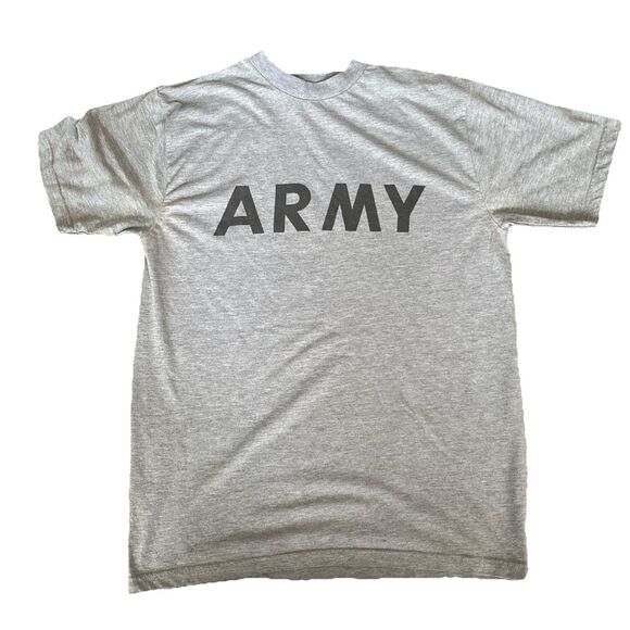 US Military Army Physical Fitness Uniform APFU Short Sleeve Shirt Grey Medium - Picture 1 of 2
